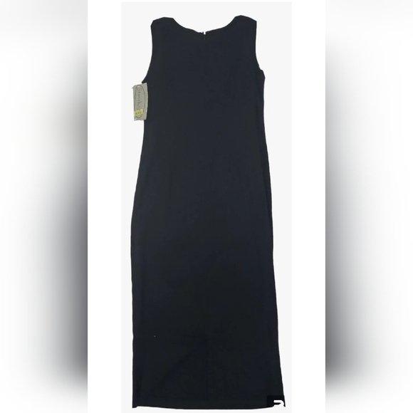 Linen Blend Maxi Dress Black VTG. Stonebridge Size 8 Sleeveless NWT. - Picture 5 of 11